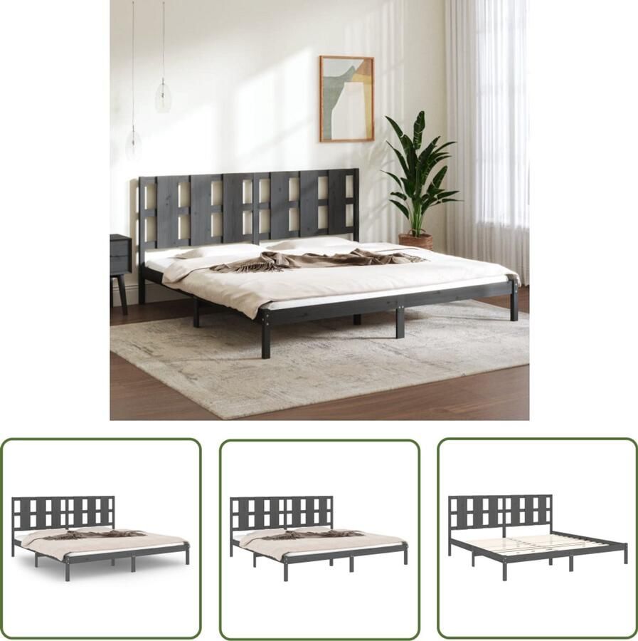 VidaXL Bedframe 200x200 cm Massief Grenenhout Bed Frame Houten Bedframe Grenenhout Bedframe Modern Bedframe Slaapcomfort Tweepersoons Bed King Size Bed