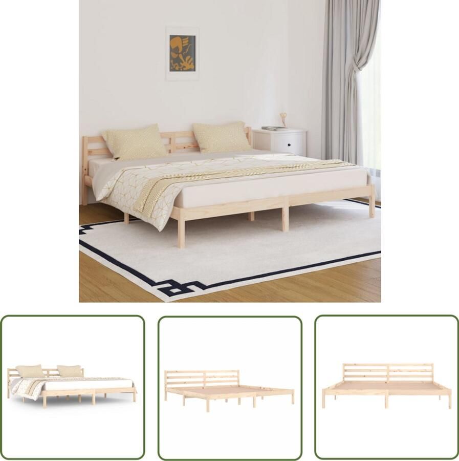 VidaXL Bedframe 200x200 cm Massief Grenenhout Houten Bed Frame Massief Grenenhout Bed Frame 200x200 Boxspring Bed Tweepersoons Bed Slaapcomfort