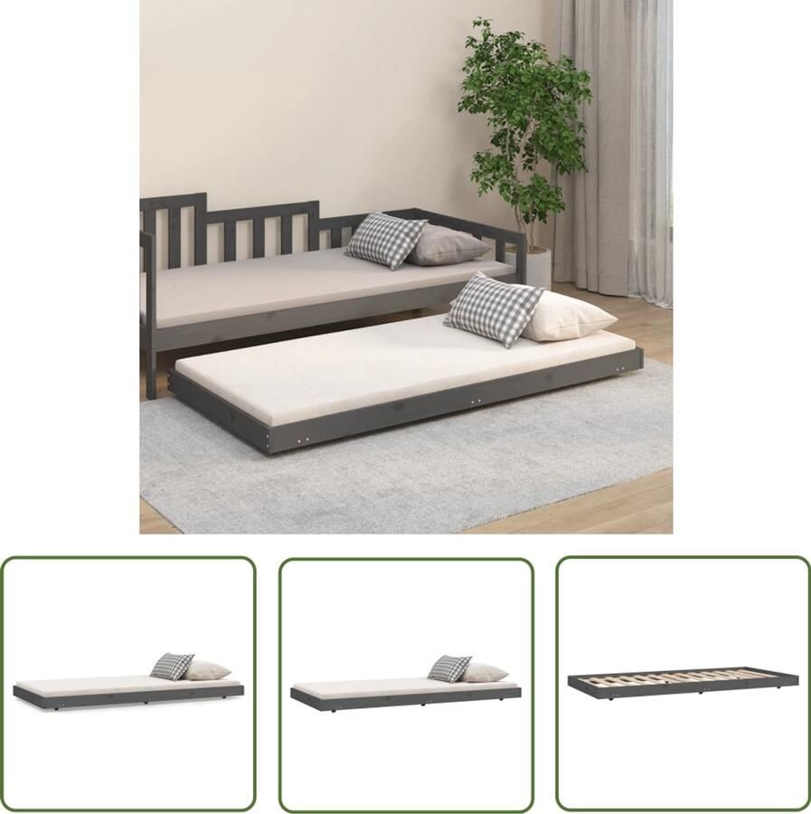 VidaXL Bedframe 75x190 cm Grenenhout Grijs Houten Bedframe Grenenhout Bedframe Grijze Bedframe Enkelpersoonlig Bed Stapelbare Bed