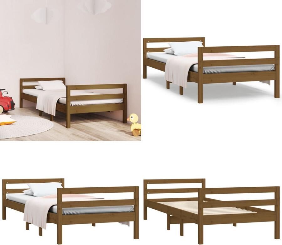 VidaXL Bedframe 75x190 cm massief grenenhout honingbruin Bedframe Eenpersoonsbed Bed