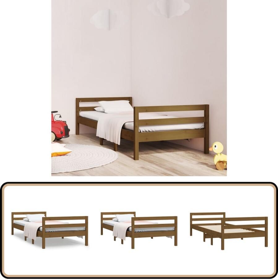 VidaXL Bedframe 75x190 cm Massief Grenenhout Honingbruin Houten Bedframe Grenenhout Bed Massief Hout Bed Enkelpersoonsbed Tweepersoonsbed