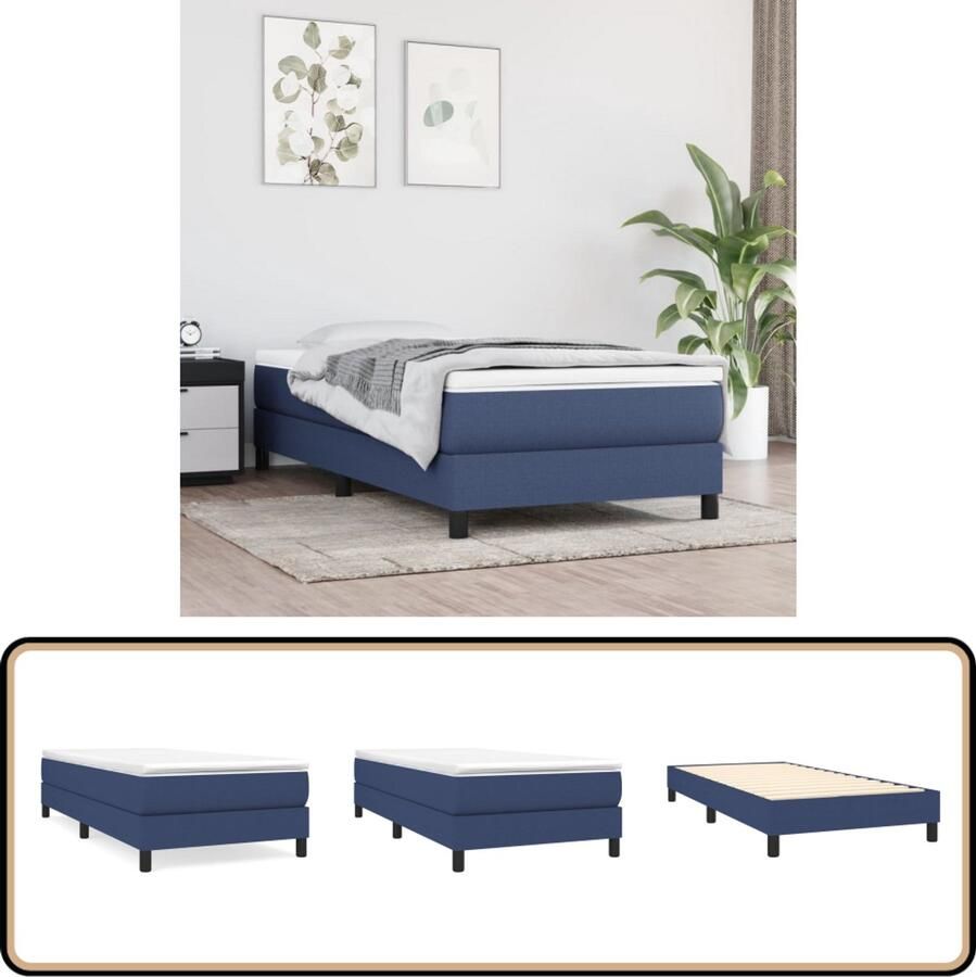 VidaXL Bedframe zonder matras 80x200 cm stof blauw - Foto 2