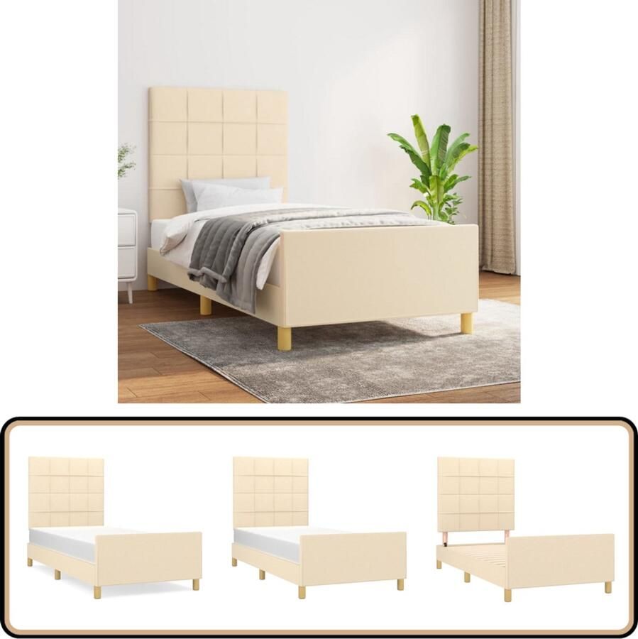 VidaXL Bedframe 80x200 cm Crème Stijlvol & Comfortabel Bed Frame Bedstead Tweepersoonsbed Creme Kleur Houten Bed