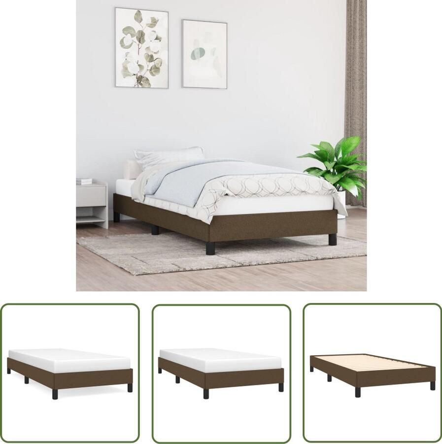The Living Store Bedframe stof donkerbruin 80x200 cm Bedframe Bedframes Slaapmeubel Bedbodem Ledikant Eenpersoonsbed Slaapmeubels Slaapmeubelen Slaapmeubilair Bedbodems Ledikanten