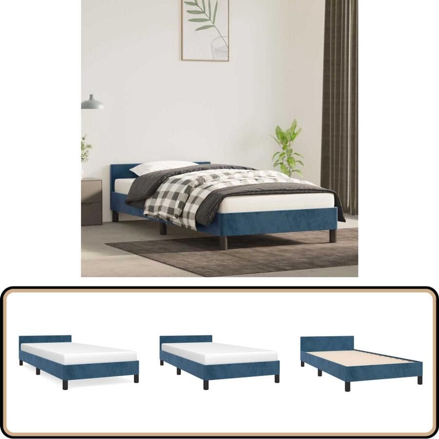 VidaXL Bedframe 80x200 cm Fluweel Donkerblauw Bed Frame Tweepersoons Bed Donkere Kleuren Velvet Bed Luxe Bed