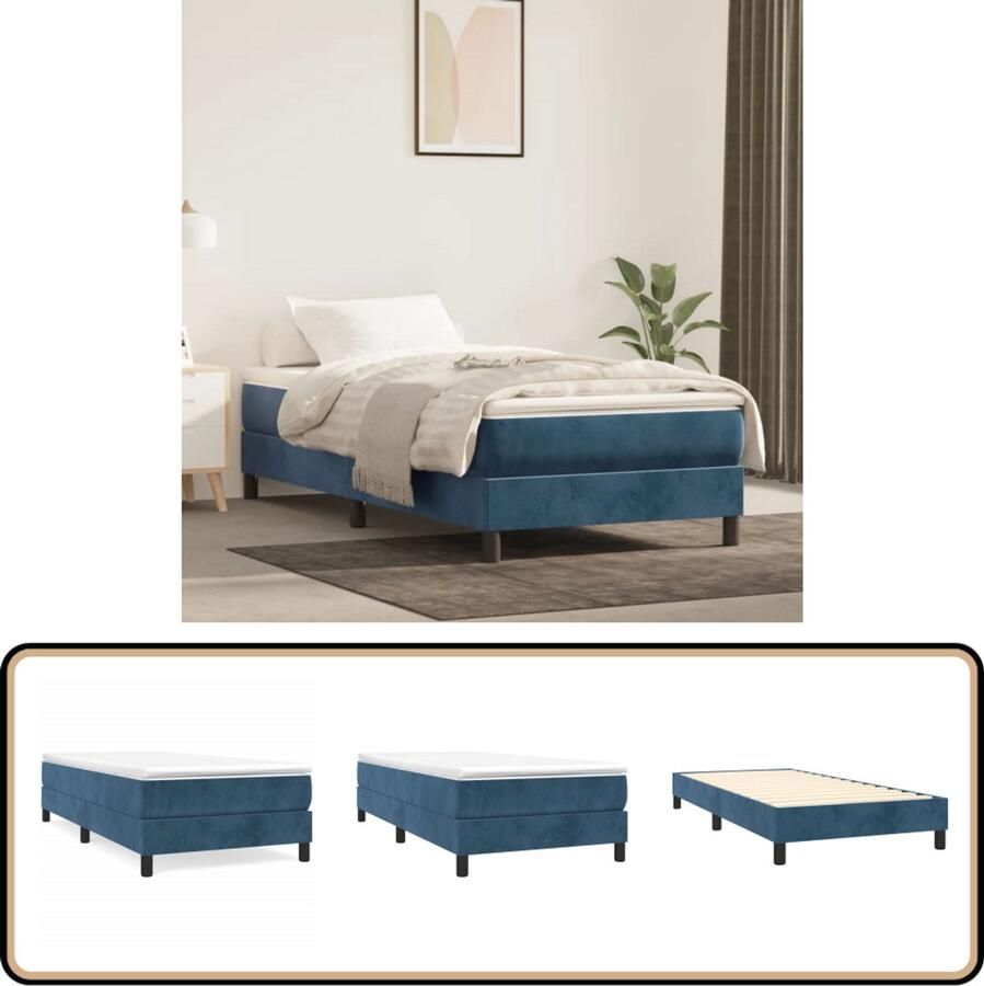 VidaXL Bedframe 80x200 cm Fluweel Donkerblauw Boxspring Frame Donkere Kleuren Tweepersoons Bed Velvet Bed Slaapcomfort