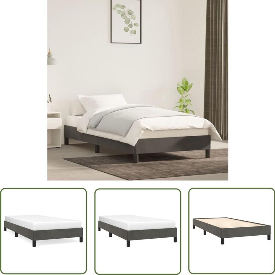 VidaXL Bedframe 80x200 cm Fluweel Donkergrijs Bed Frame Donkere Kleuren Tweepersoonlig Bed Velvet Bed Slaapcomfort