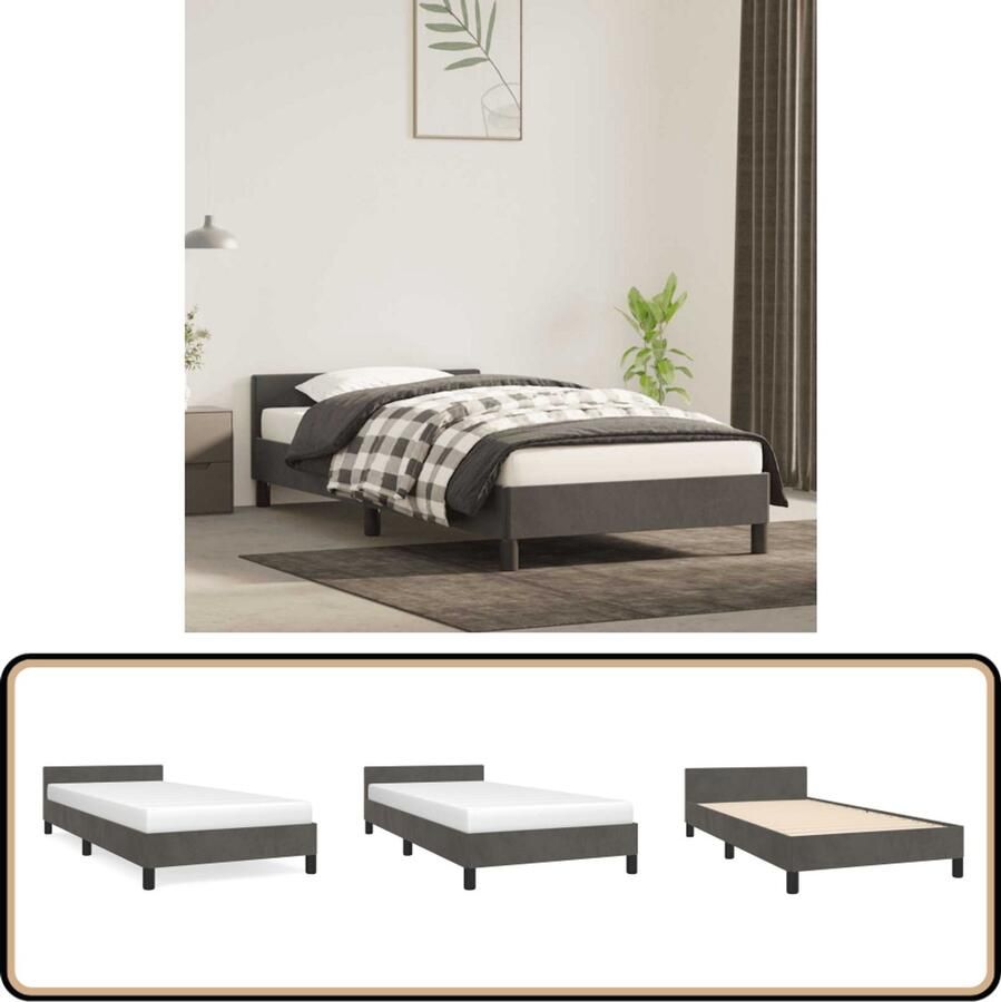 VidaXL Bedframe 80x200 cm Fluweel Donkergrijs Donker Grijs Bed Frame Velvet Bed Frame Tweepersoons Bed Frame Boxspring Frame Slaapcomfort Houten Bed Frame