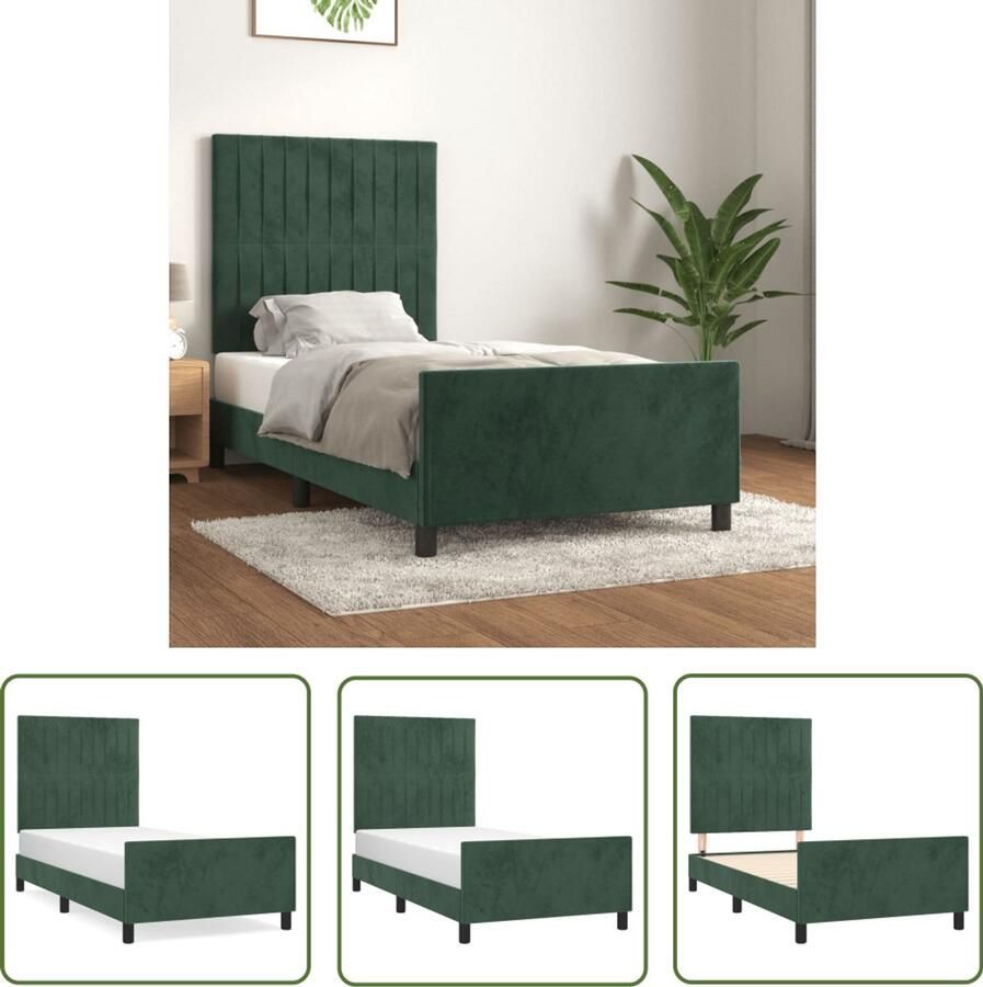VidaXL Bedframe 80x200 cm Fluweel Donkergroen Bedframe Fluweel Bedframe Tweepersoons Bedframe Boxspring Bedframe Hoofdeinde Bedframe