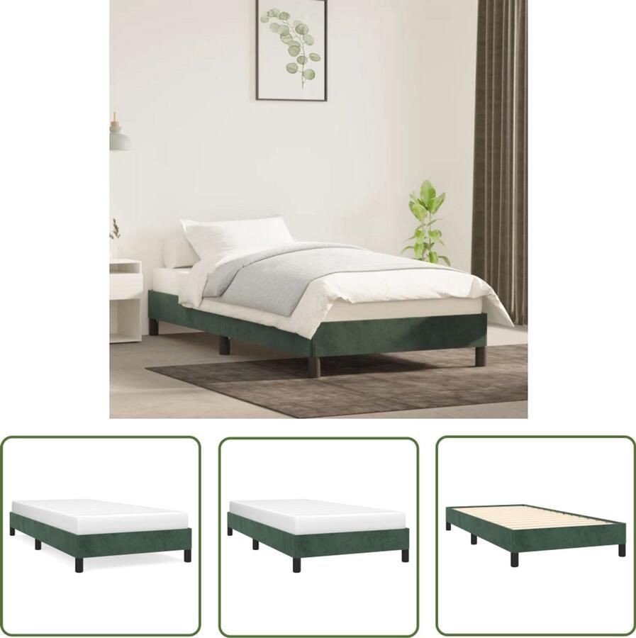 VidaXL Bedframe 80x200 cm Fluweel Donkergroen Donkergroene Bedden Velvet Bed Frame Tweepersoon Bed Slaapkamers Meubilair Luxe Bed Frames - Foto 2