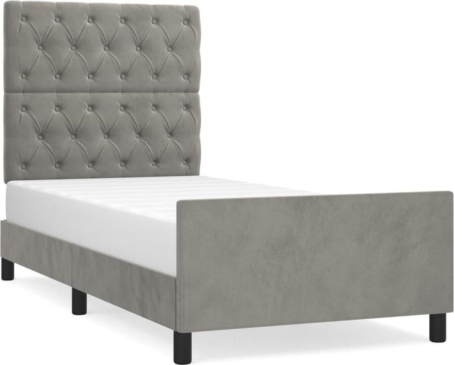 VidaXL Bedframe 80x200 cm Fluweel Lichtgrijs Bed Frame Slaapcomfort Tweepersoons Bed Boxspring Bed Luxe Bed Velvet Bed Grijs Bed Stapelbed - Foto 2