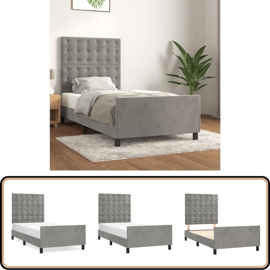 VidaXL Bedframe 80x200 cm Fluweel Lichtgrijs Fluweel Bed Frame Verstelbaar Bed Frame Tweepersoons Bed Frame Grijs Bed Frame King Size Bed Frame Boxspring Bed Frame