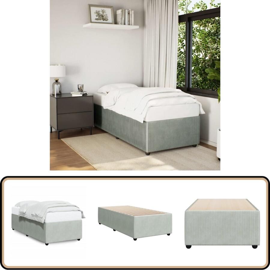 VidaXL Bedframe 80x200 cm Fluweel Lichtgrijs Slaapcomfort Tweepersoonsslaapkamer Fluweel Bed Frame Boxspring Bed