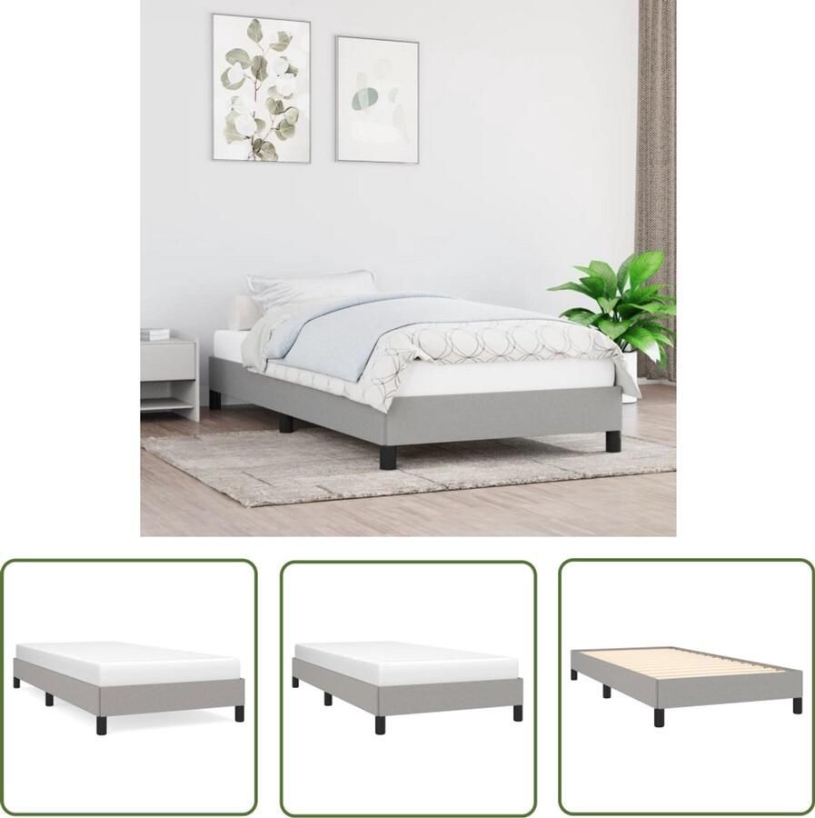VidaXL Bedframe 80x200 cm Lichtgrijs Stof Slaapkamerinrichting Bed Frame Tweepersoonsbed Stof Bedframe Grijs Bedframe Bedbodems