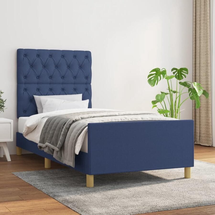 VidaXL Bedframe 80x200 cm Stof Blauw Bedframe Hoofdkussen Blue Bed Frame Slaapcomfort Modern Bed Boxspring Bed Tweepersoons Bed - Foto 2