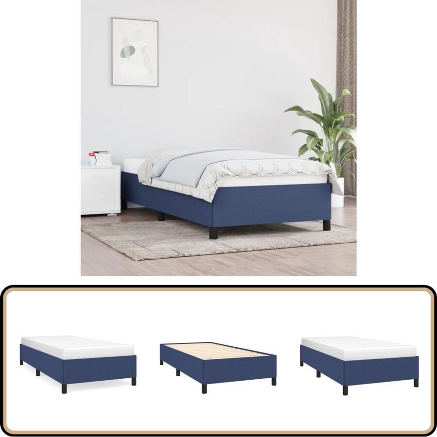 VidaXL Bedframe 80x200 cm Stof Blauw Bedframe Slaapcomfort Tweepersoon Bed Boxspring Houten Bed Design Bed Stoffen Bed Modern Bed Minimalistisch Bed