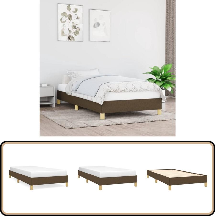 VidaXL Bedframe 80x200 cm Stof Donkerbruin Bed Frame Houten Bed Frame Tweepersoons Bed Frame Donkere Kleur Bed Frames Stoffen Bed Frame