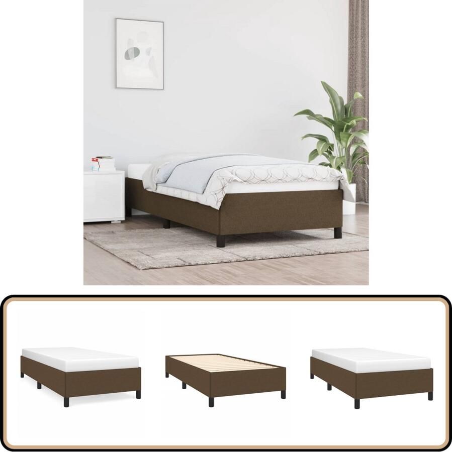 VidaXL Bedframe 80x200 cm Stof Donkerbruin Bed Frame Houten Bedframe Tweepersoons Bed Donkere Kleuren Meubels Bruine Bedframe Stoffen Bedframe