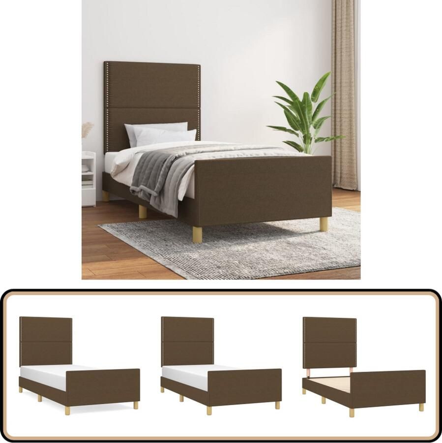 VidaXL Bedframe 80x200 cm Stof Donkerbruin Bed Frame Slaapcomfort Houten Bed Tweepersoon Bed Boxspring Bed