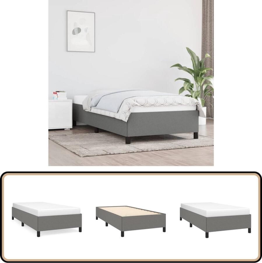 VidaXL Bedframe 80x200 cm Stof Donkergrijs Donker Grijs Bed Frame Bed Frame Kopen Tweepersoons Bed Frame Stoffen Bed Frame Bed Frame