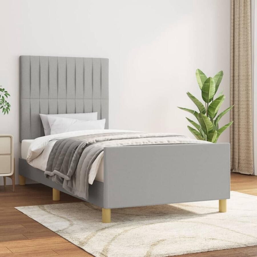 VidaXL Bedframe 80x200 cm Stof Lichtgrijs Bed Frame Bed Met Hoofdeinde Tweepersoon Bed Boxspring Bed Stoffen Bed Grijs Bed - Foto 2