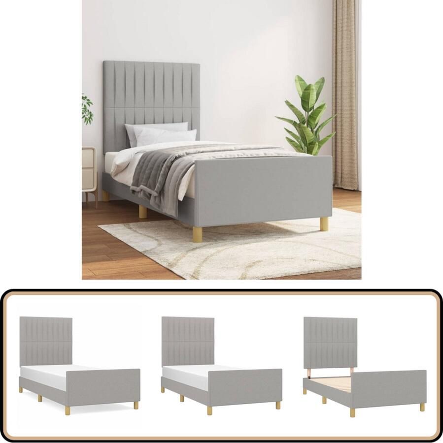 VidaXL Bedframe 80x200 cm Stof Lichtgrijs Bed Frame Bed Met Hoofdeinde Tweepersoon Bed Boxspring Bed Stoffen Bed Grijs Bed
