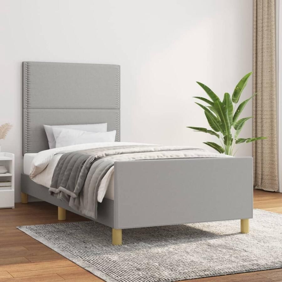 VidaXL Bedframe 80x200 cm Stof Lichtgrijs Bed Frame Slaapcomfort Boxspring Tweepersoon Comfortabel Bed Design Bed Stoffen Bed Grijs Bed - Foto 2