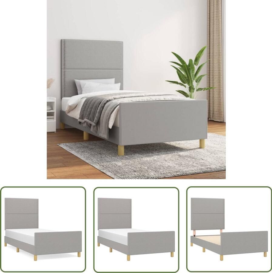 VidaXL Bedframe 80x200 cm Stof Lichtgrijs Bed Frame Slaapcomfort Boxspring Tweepersoon Comfortabel Bed Design Bed Stoffen Bed Grijs Bed