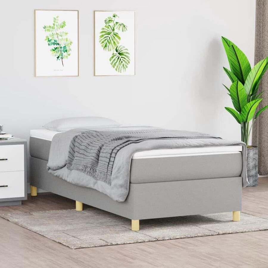 VidaXL Bedframe 80x200 cm Stof Lichtgrijs Boxspring Frame Bedframe Slaapkamerinrichting Tweepersoons Bed Grijs Bed Stoffen Bed Compact Bed Comfortabel Bed Multifunctioneel Bed Design Bed Moderne Bed - Foto 2
