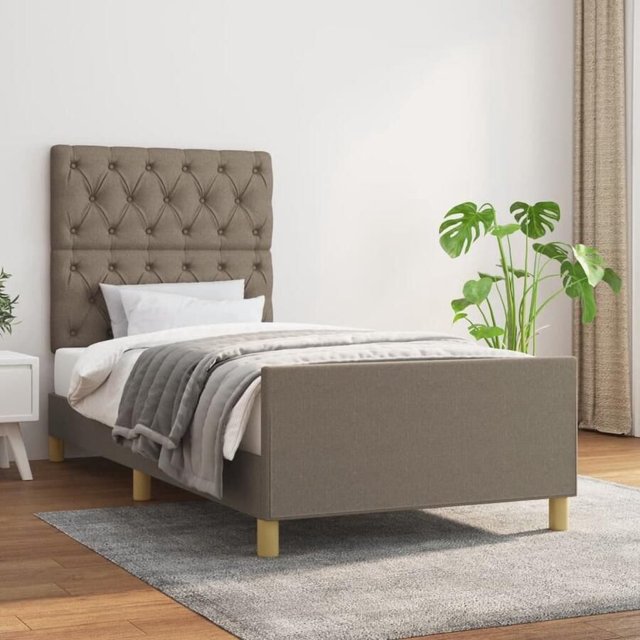 VidaXL Bedframe 80x200 cm Stof Taupe Bed Frame Slaapcomfort Tweepersoons Bed Boxspring Houten Bed Stoffen Bed Bedbank - Foto 3