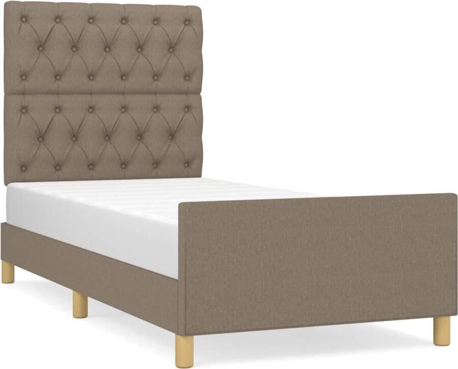 VidaXL Bedframe 80x200 cm Stof Taupe Bed Frame Slaapcomfort Tweepersoons Bed Boxspring Houten Bed Stoffen Bed Bedbank - Foto 2