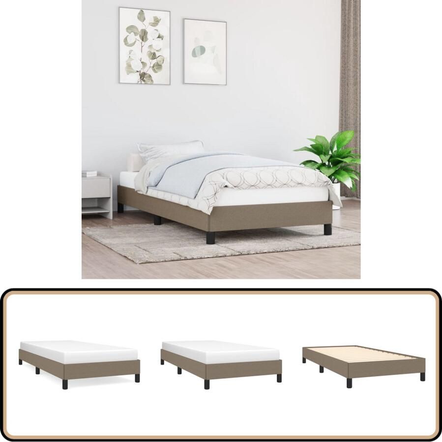 VidaXL Bedframe zonder matras 90x190 cm stof taupe - Foto 2