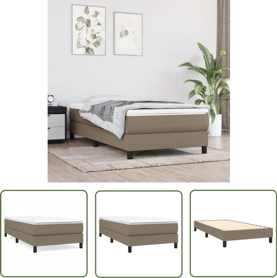 VidaXL Bedframe 80x200 cm Stof Taupe Boxspring Frame Bedframe Tweepersoons Bed Stapelbare Bedden Houten Bedframe Modern Bedframe Minimalistisch Bedframe Taupe Bedframe