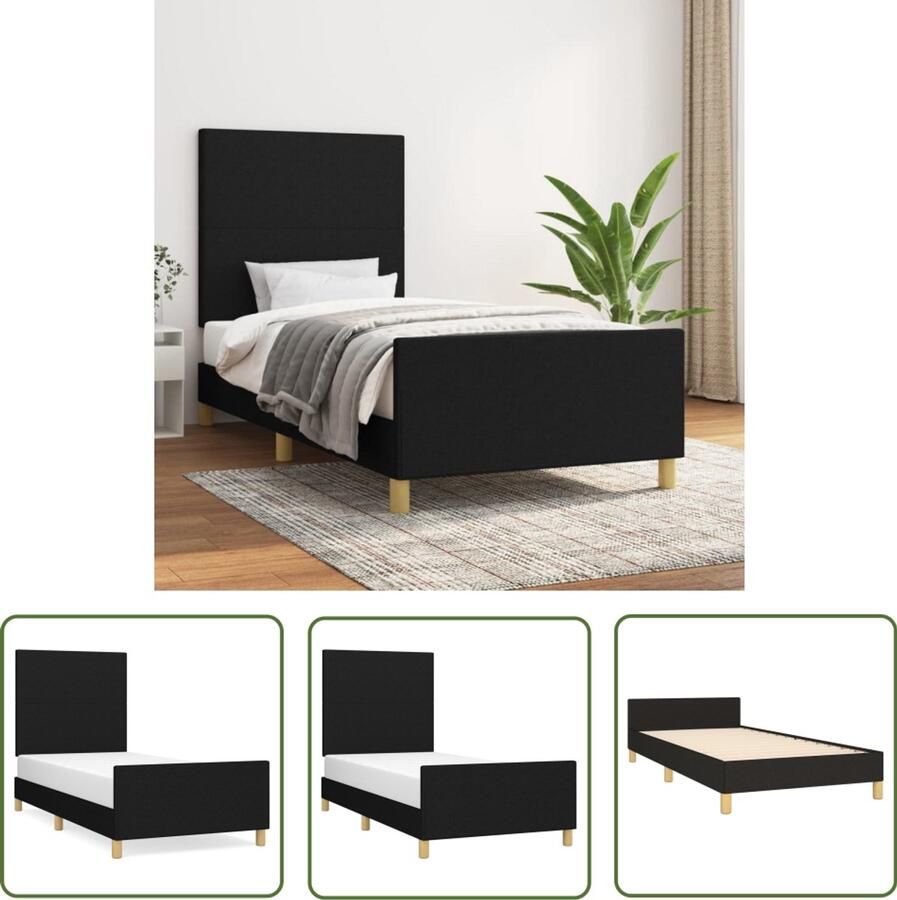VidaXL Bedframe 80x200 cm Stof Zwart Bed Frame Boxspring Hoofdbord Zwarte Bedbank Tweepersoons Bed Stapelbed Kinderbed Design Bed Houten Bed Metalen Bed Luxe Bed Budget Bed