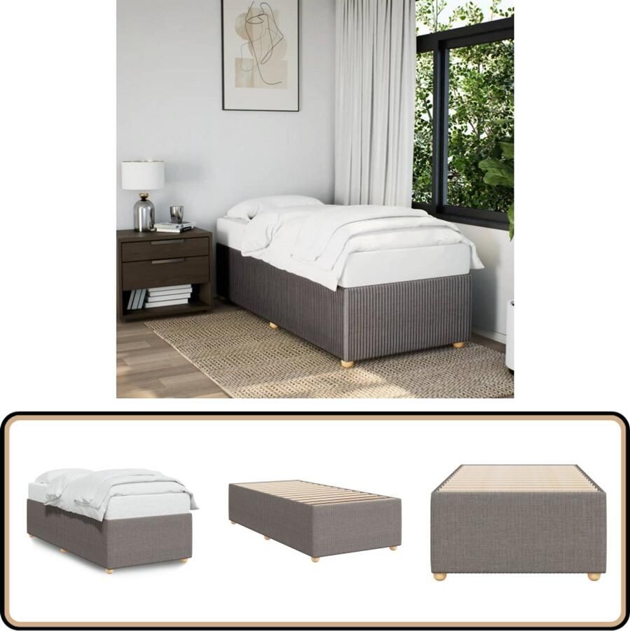 VidaXL Bedframe 80x200 cm Taupe Stof Bed Frame Tweepersoonsbed Houten Bed Met Hoofdbord Slaapcomfort Slaapkamerstijl Taupecleur Minimalistisch Bed Industrieel Bed Modern Bed