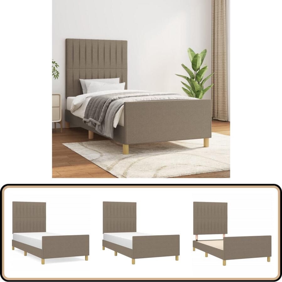 VidaXL Bedframe 80x200 cm Taupe Zonder matras Bed Frame Slaapcomfort Tweepersoonsslaapkamer Houten Bed Comfortabel Bed
