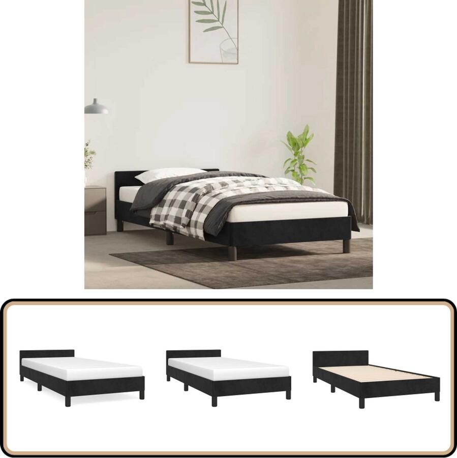 VidaXL Bedframe 90x190 cm Fluweel Zwart Bed Frame Slaapcomfort Velvet Bed Zwarte Bedbank Tweepersoons Bed Boxspring Bed Luxe Bed
