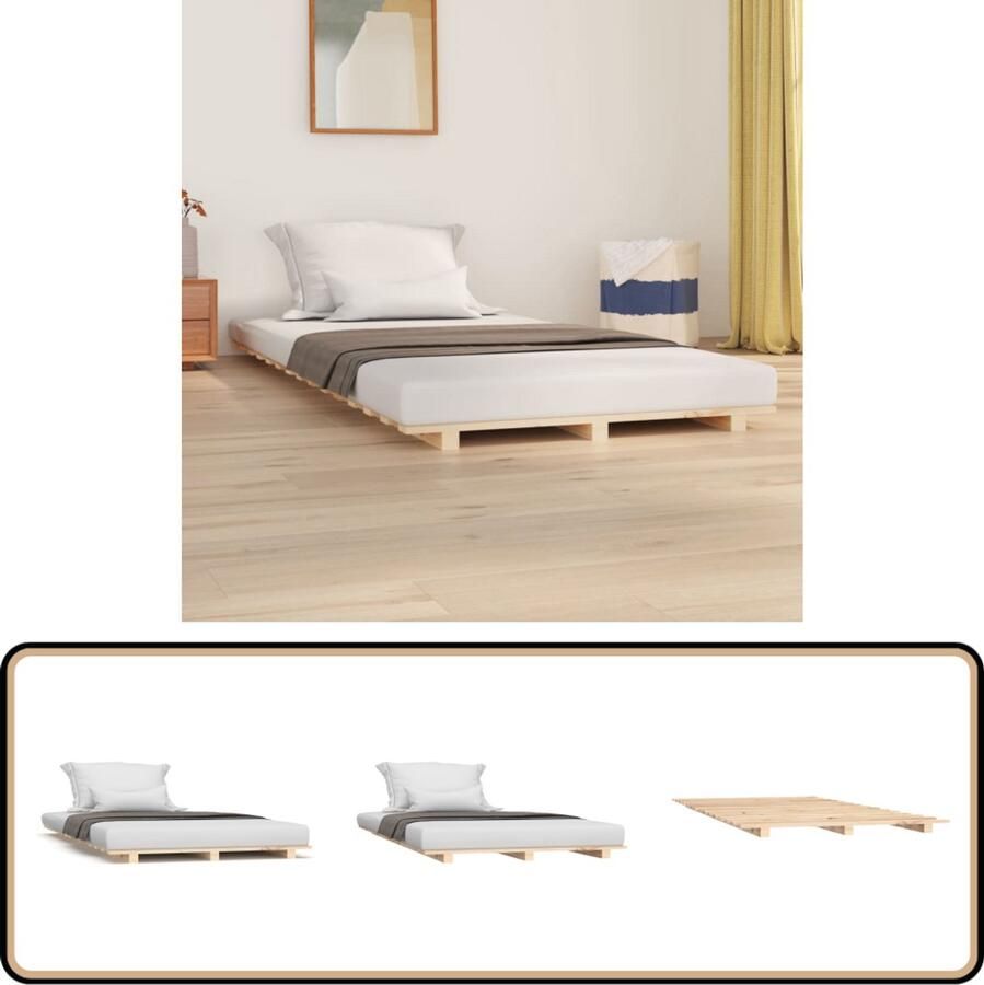 VidaXL Bedframe 90x190 cm Massief Grenenhout Houten Bedframe Grenenhout Bedframe Massief Hout Bed Tweepersoon Bed Enkel Bed Bedframe 90x190