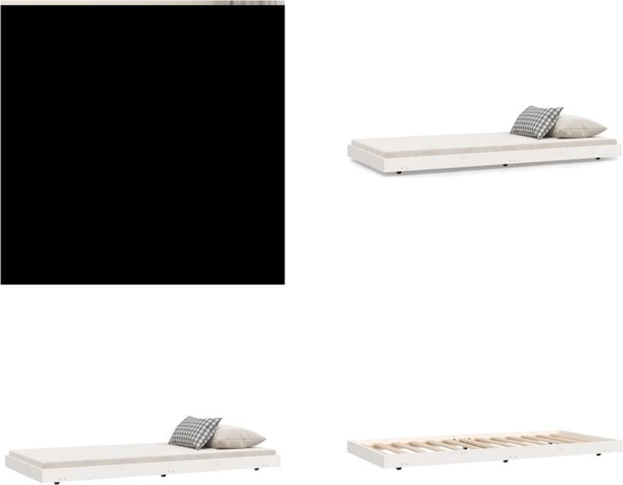 VidaXL Bedframe zonder matras massief grenenhout wit 90x190 cm Bedframe Bedframes Eenpersoonsbed Bed - Foto 2
