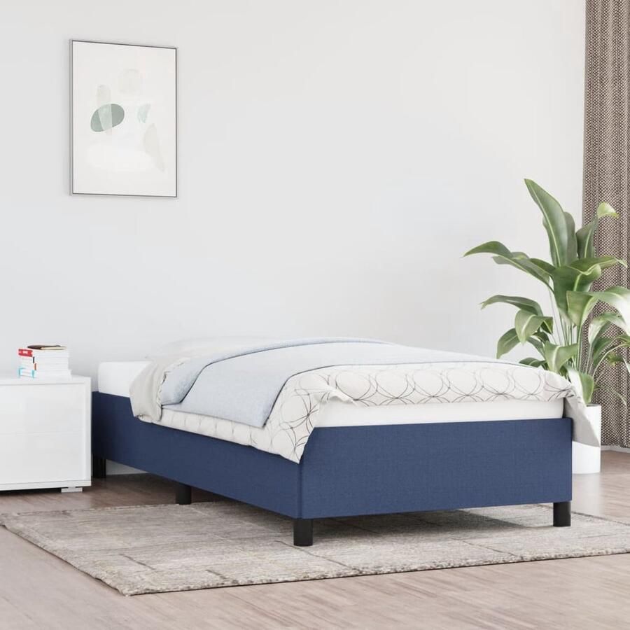 VidaXL Bedframe 90x190 cm Stof Blauw Bed Frame Slaapcomfort Tweepersoon Bed Boxspring Houten Bed Design Bed Bedbank - Foto 2