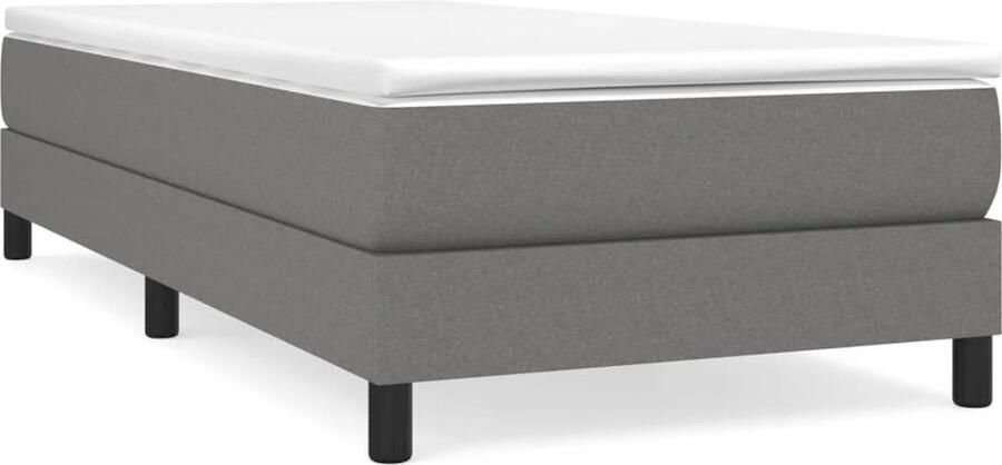 VidaXL Bedframe 90x190 cm Stof Donkergrijs Boxspring Frame Bedframe Donkere Kleuren Stoffen Bedframe Tweepersoons Bed Één Persoons Bed Compact Bed Modern Bed Minimalistisch Bed Grijs Bed Budgetvriendelijk Bed Goedkope Bed - Foto 2