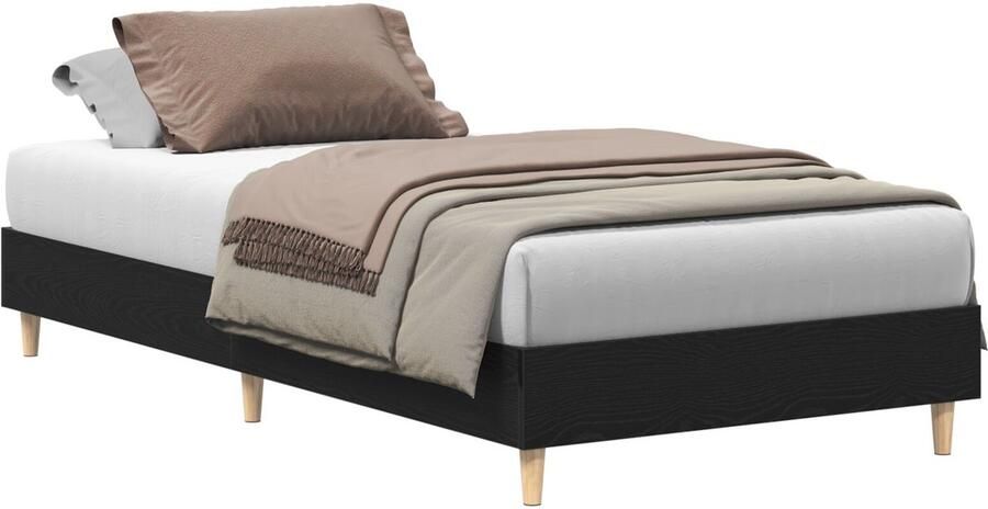 VidaXL Bedframe Zwart Eiken Eikenhout Eenpersoons Zwart Eiken Bedframe - Foto 2