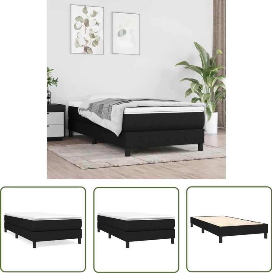 VidaXL Bedframe 90x190 cm Zwart Stof Boxspring Frame Bedframe Slaapkamer Meubilair Tweepersoons Bed Zwarte Bedbank Stoffen Bedframe Luxe Bedframe Design Bedframe Modern Bedframe Comfortabel Bedframe