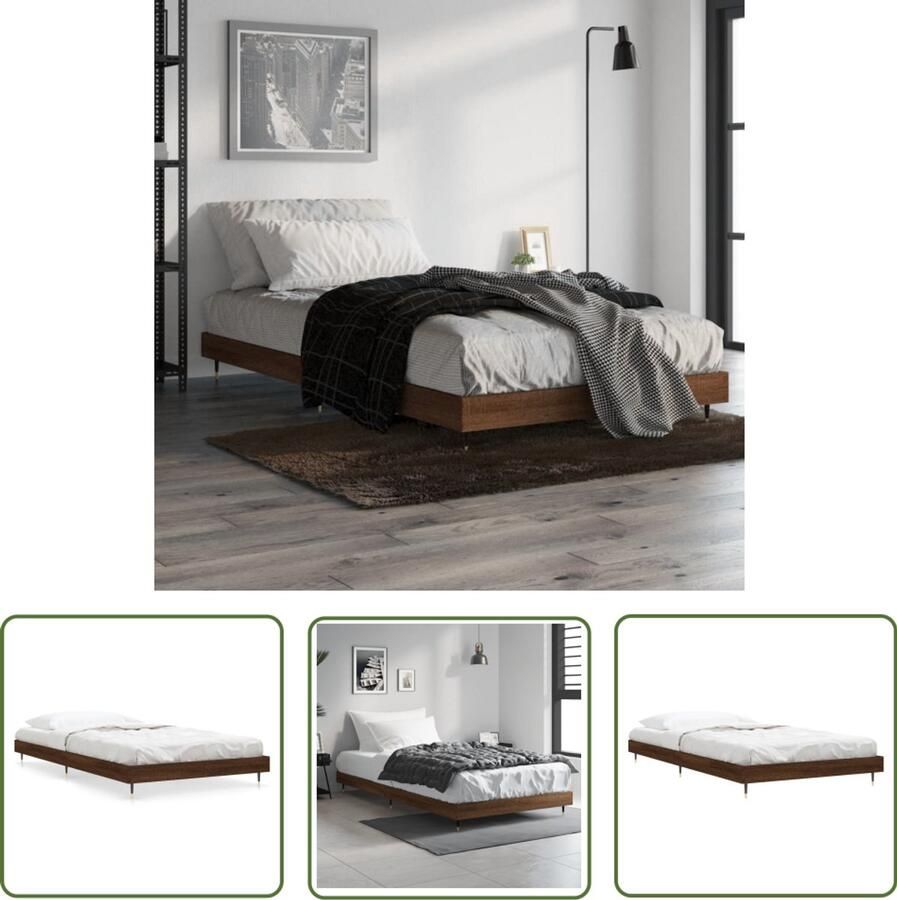 VidaXL Bedframe 90x190cm Bruin Eikenhout Bed Frame Houten Bed Tweepersoons Bed Bruine Bed Design Bed
