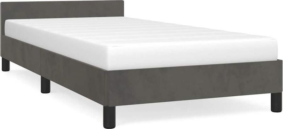 VidaXL Bedframe 90x200 cm Fluweel Donkergrijs Donker Grijs Bed Frame Velvet Bed Frame Tweepersoons Bed Frame King Size Bed Frame Boxspring Bed Frame - Foto 2