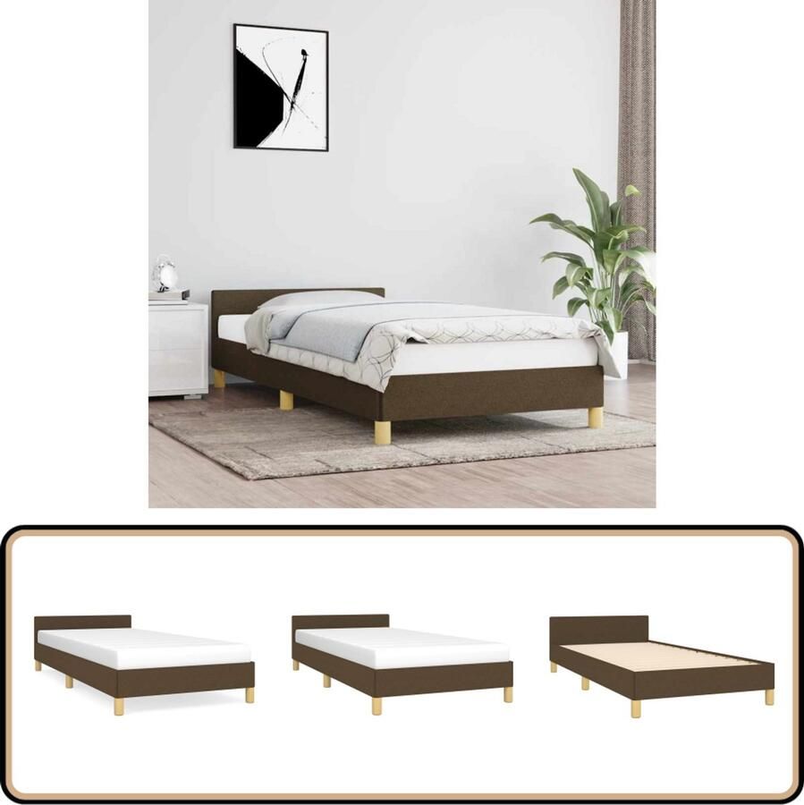 VidaXL Bedframe 90x200 cm Stof Donkerbruin Bed Frame Donkere Houten Meubels Tweepersoons Bed Boxspring Bed Slaapkamer Decoratie