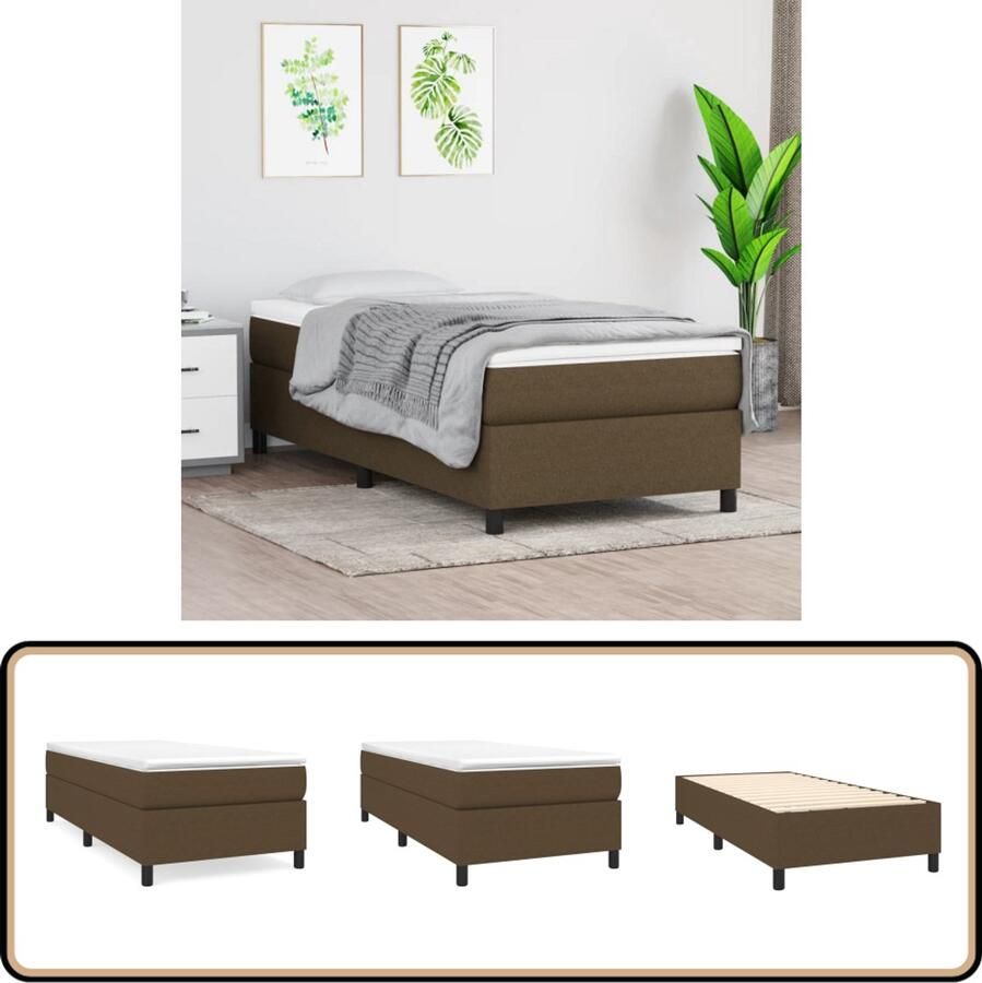 VidaXL Bedframe 90x200 cm Donkerbruin Stof Boxspring Frame Bedframe Donkere Meubels Bruine Meubelen Tweepersoonsslaapkamer