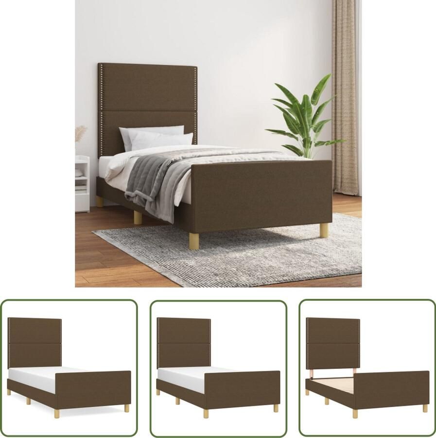 The Living Store Bedframe Donkerbruin 203 x 93 x 118 128 cm Verstelbaar hoofdeinde Stabiele poten Multiplex lattenbodem Bed Frame Donkere Bruine Bed Houten Bed Tweepersoons Bed Boxspring Bed