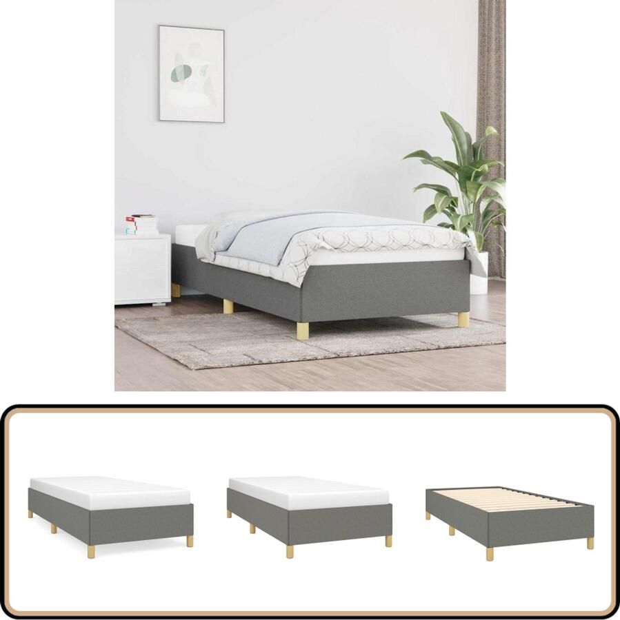 VidaXL Bedframe 90x200 cm Stof Donkergrijs Donker Grijs Bed Frame Stof Bed Frame Tweepersoon Bed Frame Bed Frame 90x200 Bed Frame Kopen