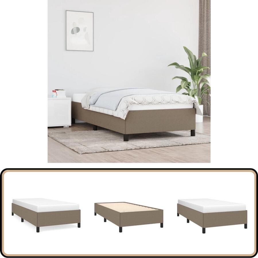 VidaXL Bedframe 90x200 cm Stof Taupe Bed Frame Tweepersoons Bed Houten Bed Stoffen Bed Bedkast